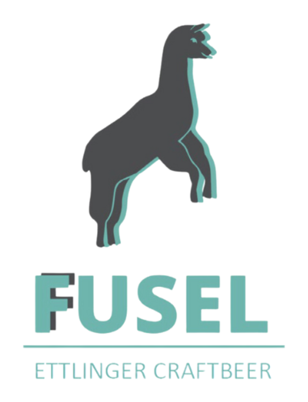 Logo von Fusel Ettlinger Craftbeer: stilisierter Esel über dem Schriftzug Fusel