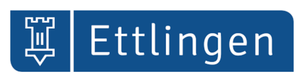 Logo der Stadt Ettlingen: der Ettlinger Stadtturm neben dem Schriftzug Ettlingen