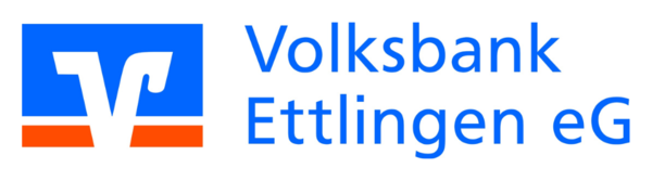 Logo der Volksbank Ettlingen eG: blaues Volksbank-Signet neben dem Schriftzug
